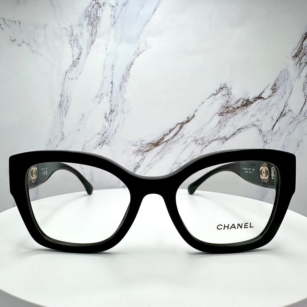 New CHANEL Eyeglasses Black 53mm Glasses Butterfly Gold CC Womens - Picture 16 of 16